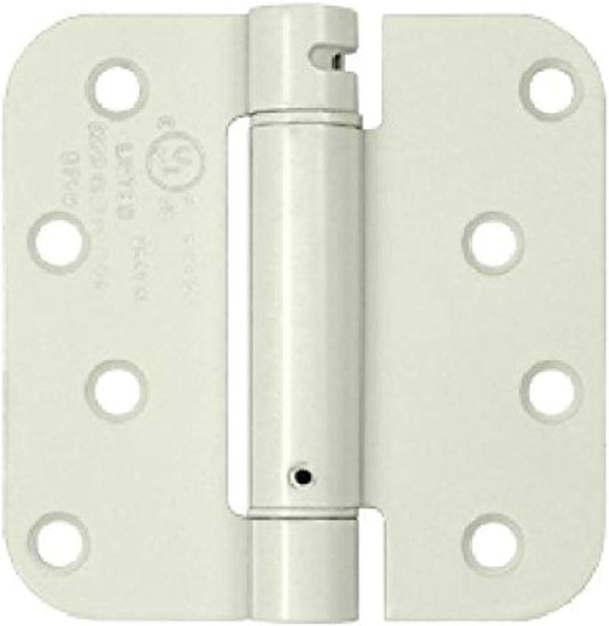 Deltana DSH4R5USPW Single Action Steel 4-Inch x 4-Inch x 5/8-Inch Spring Hinge