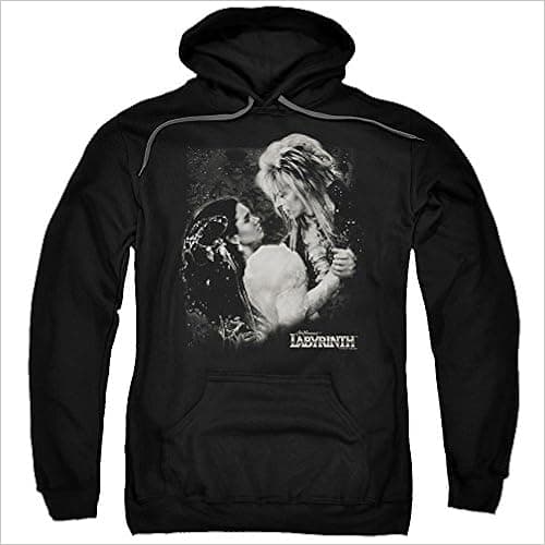 2Bhip Labyrinth 1980's Fantasy Movie Jareth & Sarah Dream Dance Adult Pull-Over Hoodie Black