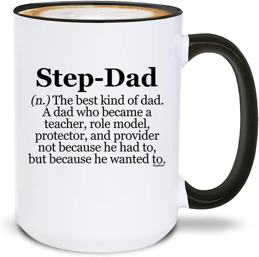 shop4ever Step-Dad Definition Black Handle Ceramic Coffee Mug 15 oz (Blk Handle)