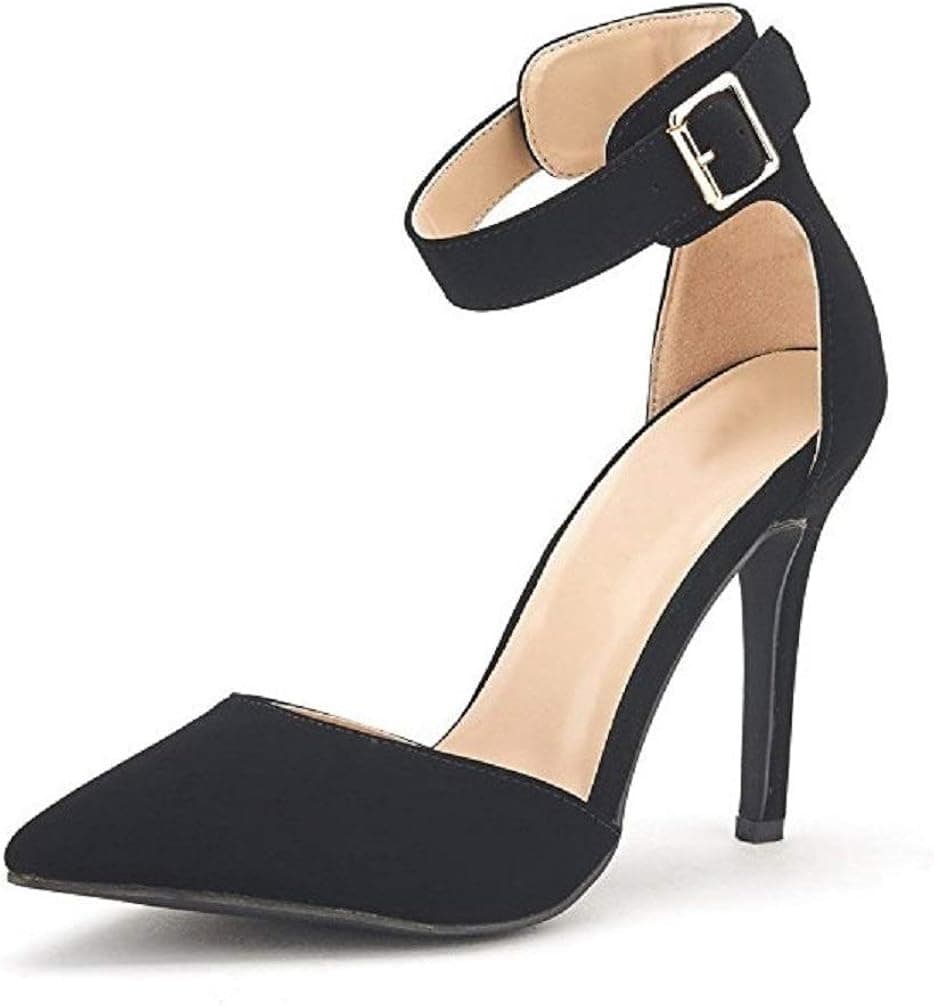 Women's Stiletto Pump Two Piece Ankle Strap Closed Pointy Toe Dress Wedding Party Summer Dancing Shoes JM01
