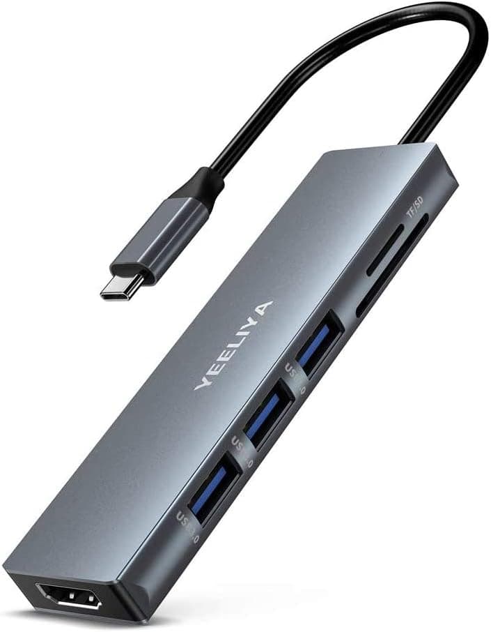 USB C Docking Station 6-in-1 USB-C Dock with HDMI,3 USB 3.0 Ports,Type C Charging Port,SD/TF Card Port for Apple MacBook Pro/Air,HP,DELL and More Type-C Laptops