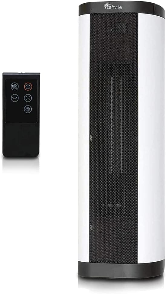Senville 900W/1500W Tower Ceramic Heater with Remote, Digital Thermostat, Overheat Protection