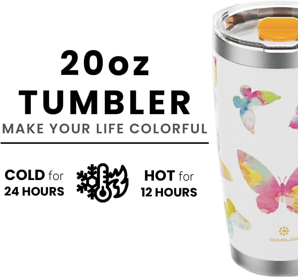Combler 20 oz Tumbler, Triple Insulated Travel Coffee Mug, Upgraded Stainless Steel 18/10, Cup Holder Friendly with Extrahold Lid,