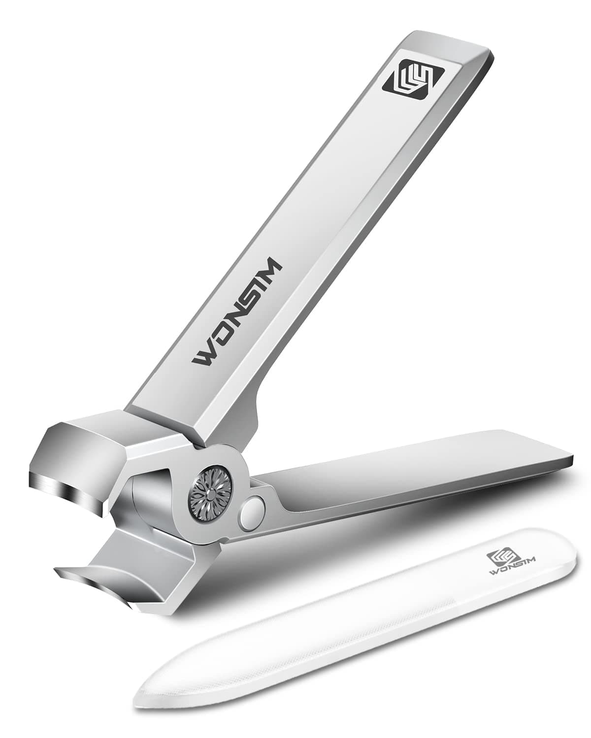 WONSIM Nail Clippers, Toenail Clippers for Thick Nails with Sturdy Stainless Steel and Sharp Curved Blade, 15mm Wide Jaw Heavy Duty Nail Cutter Nail Clippers for Men Fingernail Clipper for Adult Women