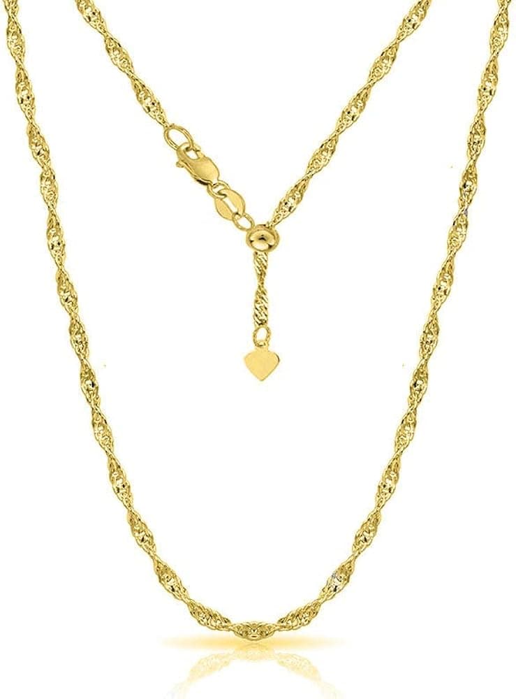 Verona Jewelers 925 Sterling Silver 1.5MM Adjustable Singapore Chain Twist Chain Necklace For Women- 24" Slider Necklace, Bolo Necklace for Women