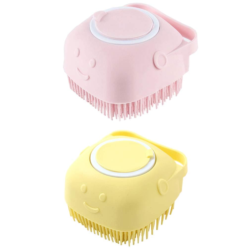 WmcyWell 80ml Silicone Massage Exfoliating Bath Shower Brush with Soap Dispenser Bath & Body Brushes Wash Scrubber Deep Cleaning for Women Men Children