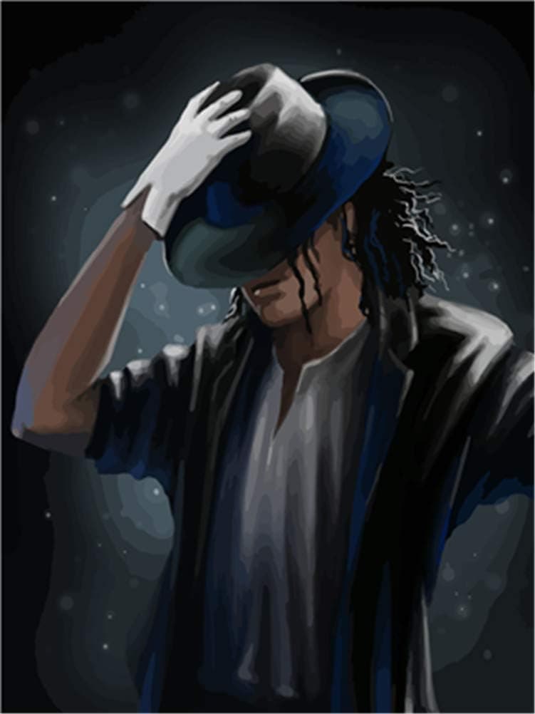 DIY Oil Painting kit, Paint by Numbers kit for Kids and Adults - Michael Jackson 16x20 inches (Without Frame)