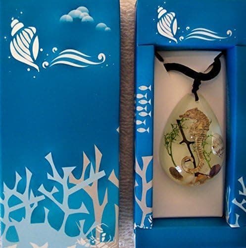 Seahorse Necklace Large Teardrop Glow in the Dark