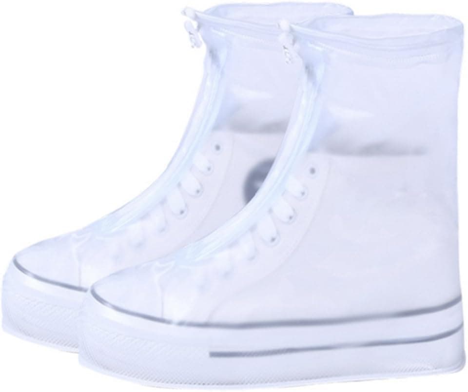 Aubreyobbins Unisex Anti-Slip Rainy Shoe Covers Waterproof Reusable Zippered PVC Shoe Covers for Men Women