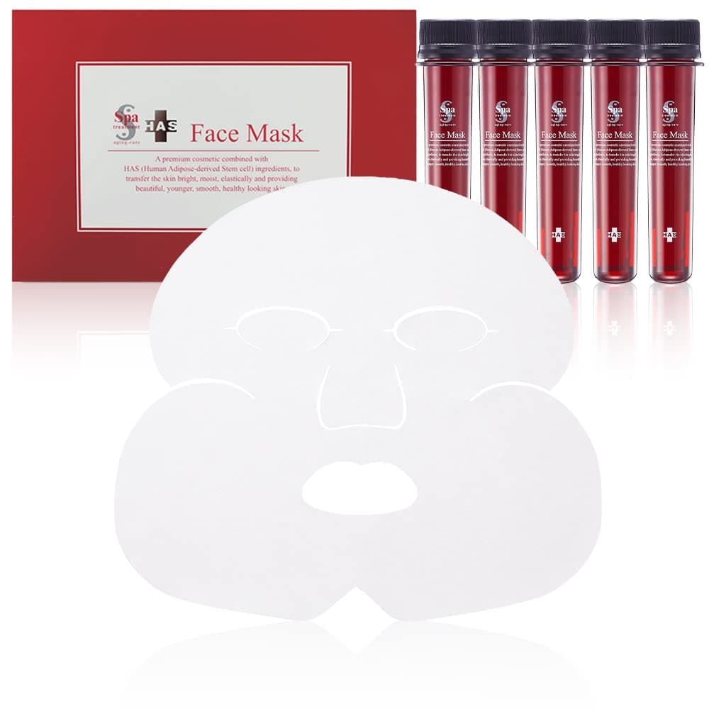 Spa Treatment HAS Face Masks (5 pieces): For Aging Skin, Intense Hydration, Reduces Fine Lines& Wrinkles. Great for All Skin Type: Luxurious Moisturizing Face Masks from Japan