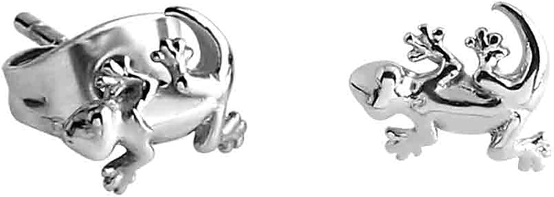 Tiny Stainless Steel Gecko Stud Earrings