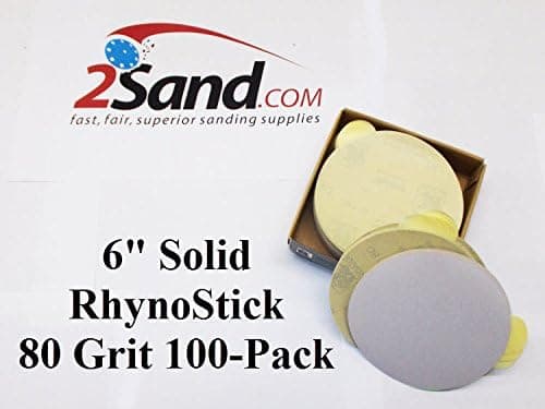 6 inch RhynoStick Solid White Line Sticky Discs 100 Discs 80 Grit