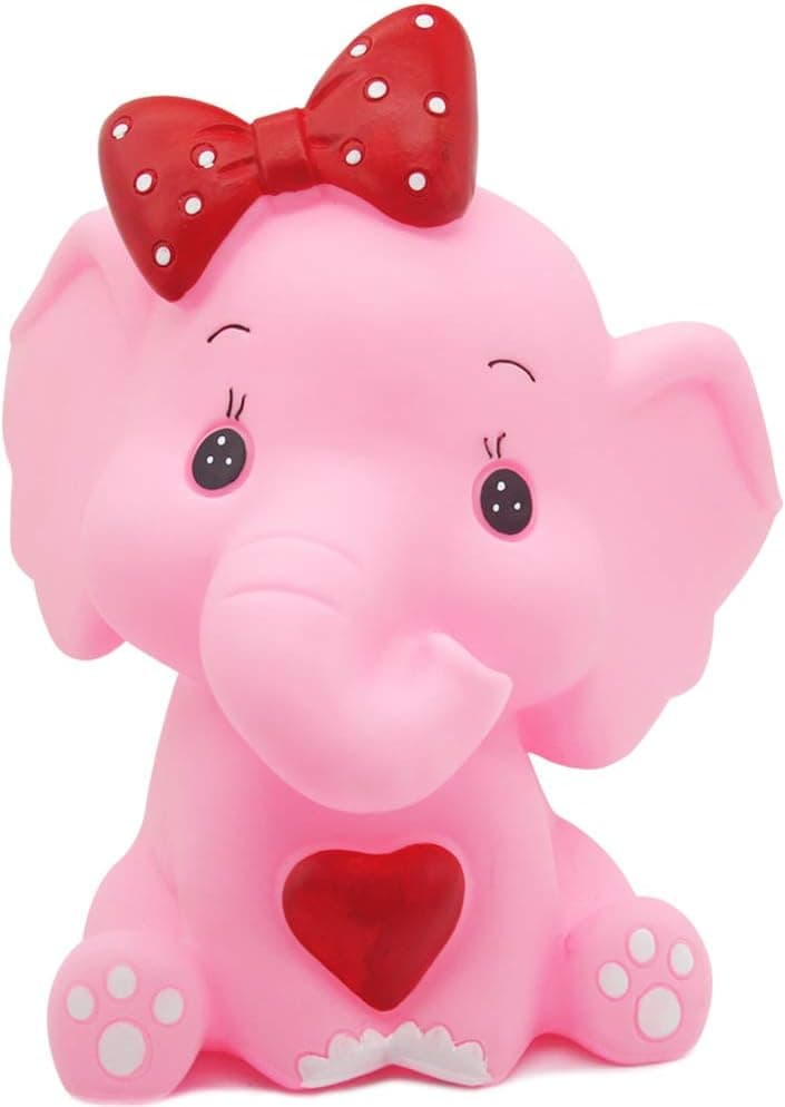 H&W Cute Elephant Coin Bank(B), Shatterproof Piggy Bank, Can Store 1000 Coins, Money Box, Best Gift, Pink (WK3-D3)