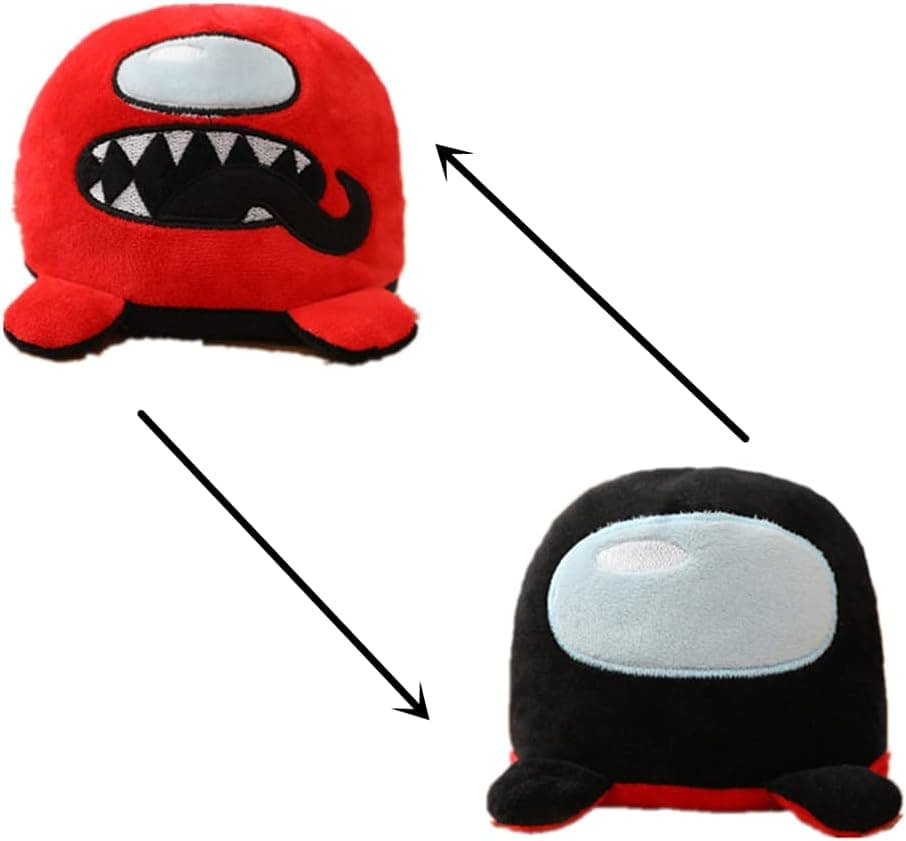 A-mong Game Rever-sible Plushie Toys, Double-Sided Flip Reversible Stuffed Plush Toy Gifts for Game Fans (red-Black)