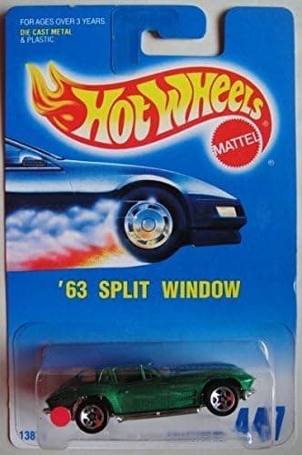 HOT WHEELS BLUE AND WHITE CARD GREEN '63 SPLIT WINDOW #447