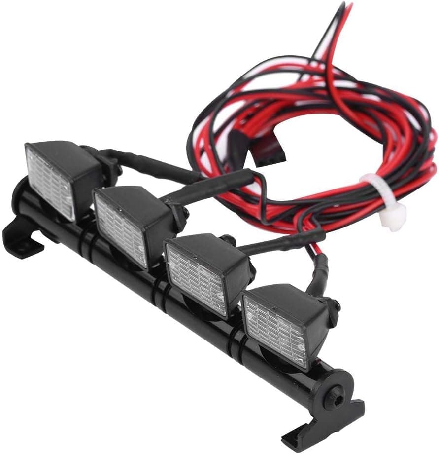 RC Car LED Light Bar, 4 LEDs Light Bar Roof Lights Lamp Accessory Part for Axial scx10 Traxxas RC Car(White)