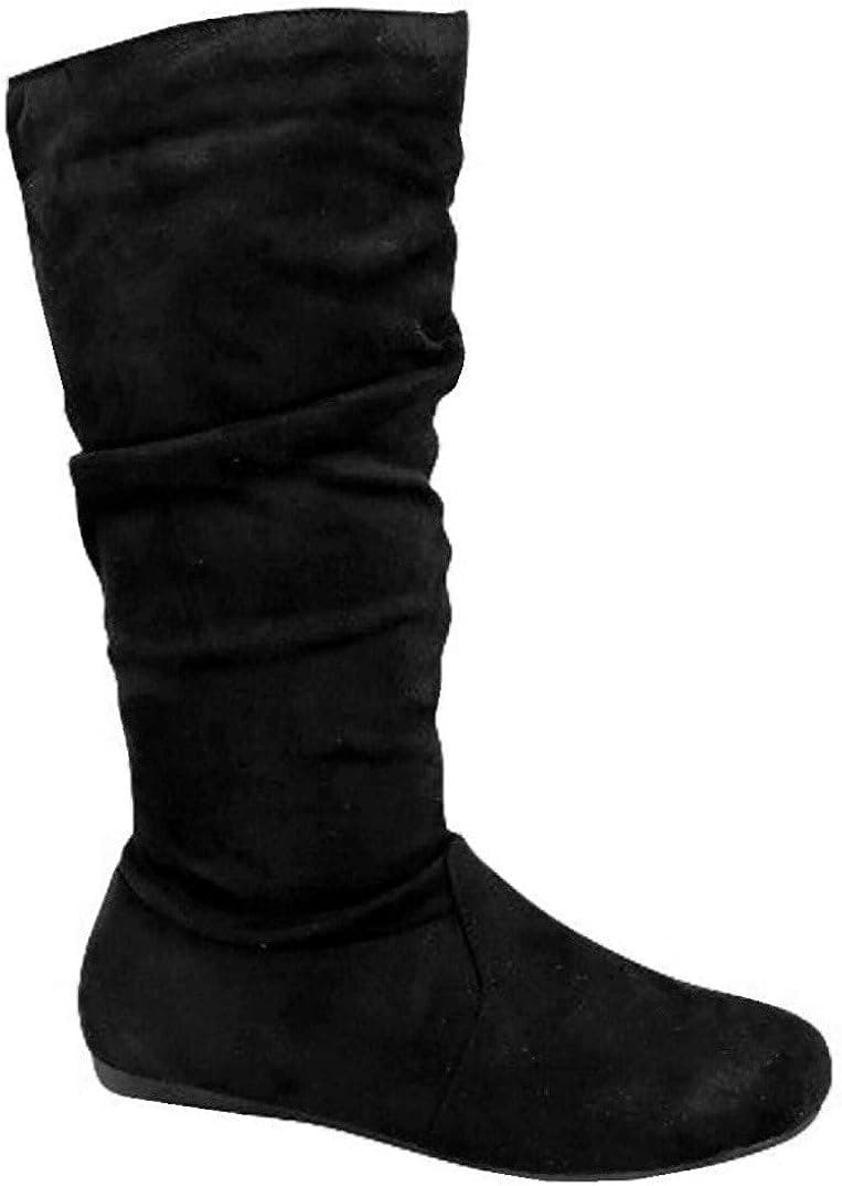 Womens Boots Soft Slouchy Flat To Low Heel Under Knee High, Black, 6.5