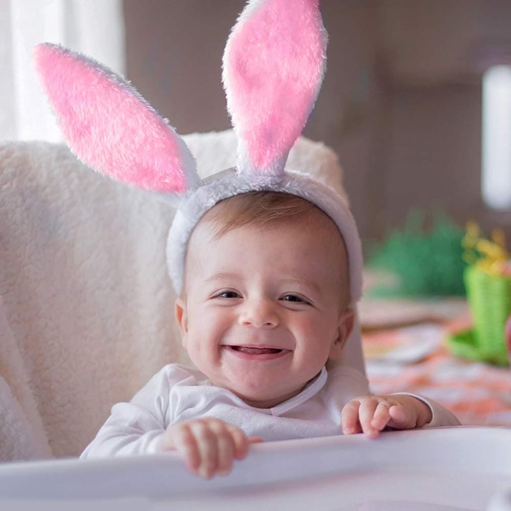 Easter Bunny Ear Headband Party Favors for Kids-LED Light Up Bunny Ear & Tail Set for Birthday Party Supplies