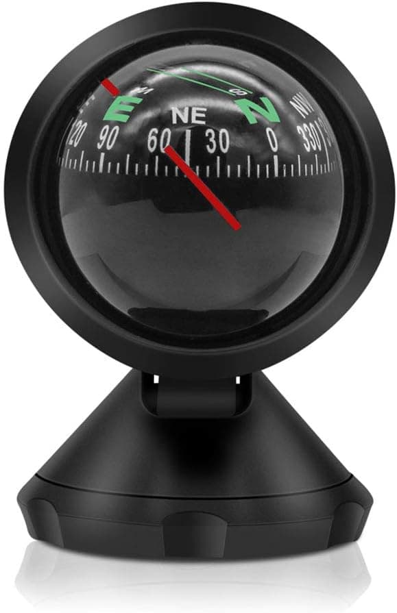 Geekercity Automotive Compass Ball for Car or Boat, Mini Adjustable Compass with Adhesive Tape, Universal Dashboard Dash Stand Compass for Most Boat Car Truck - For Finding Direction
