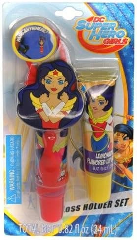 DC Comics Superhero Girls Lip Gloss with Holder Cosmetics Set
