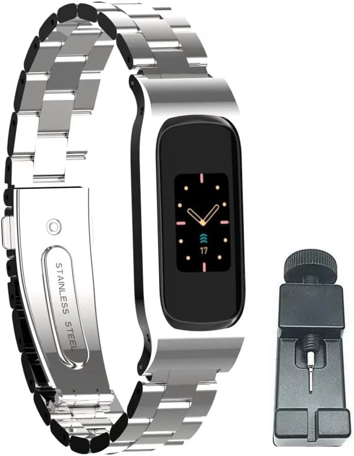 T-BLUER Compatible with Fitbit Luxe Bands,Stainless Steel Metal Replacement Strap Wrist Band Compatible for Luxe Fitness Tracker
