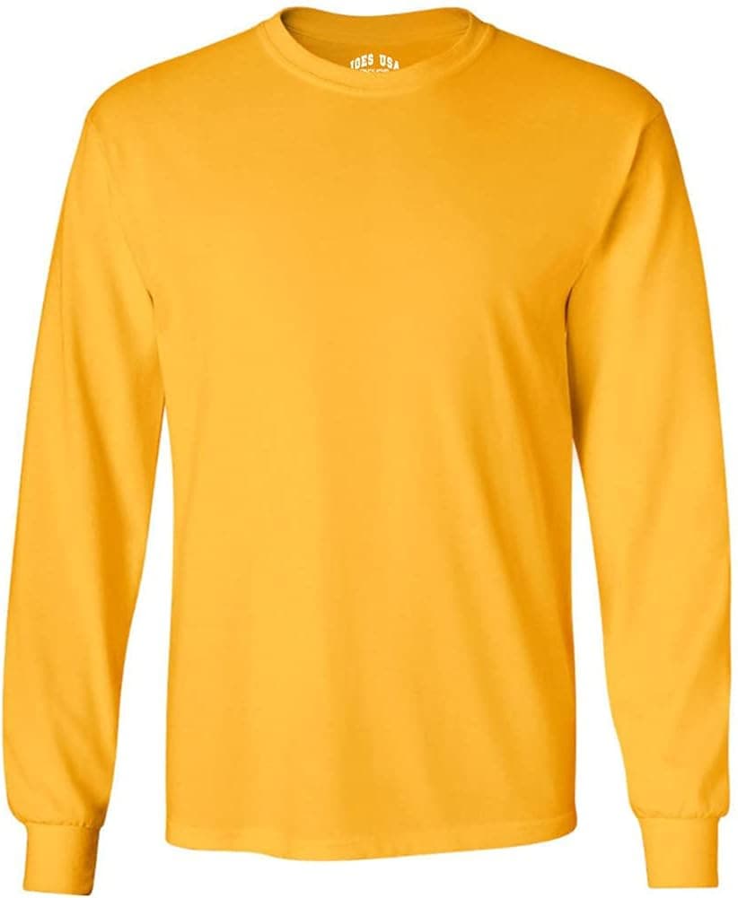 Joe's USA Men's Long Sleeve Heavy Cotton Crew Neck T-Shirts in 27 Colors: S-5XL