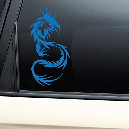 Tribal Dragon Vinyl Decal Laptop Car Truck Bumper Window Sticker - Blue