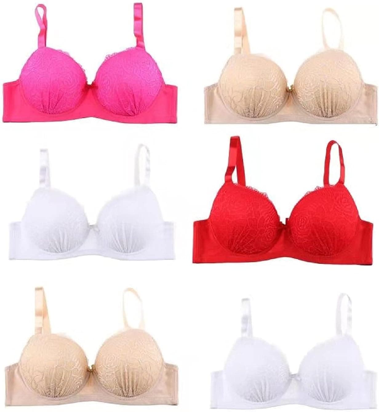 Romals Bras for Women Pack of 6 Underwire Bras 6 Pack Push Up Bras for Women Plus Size Bras