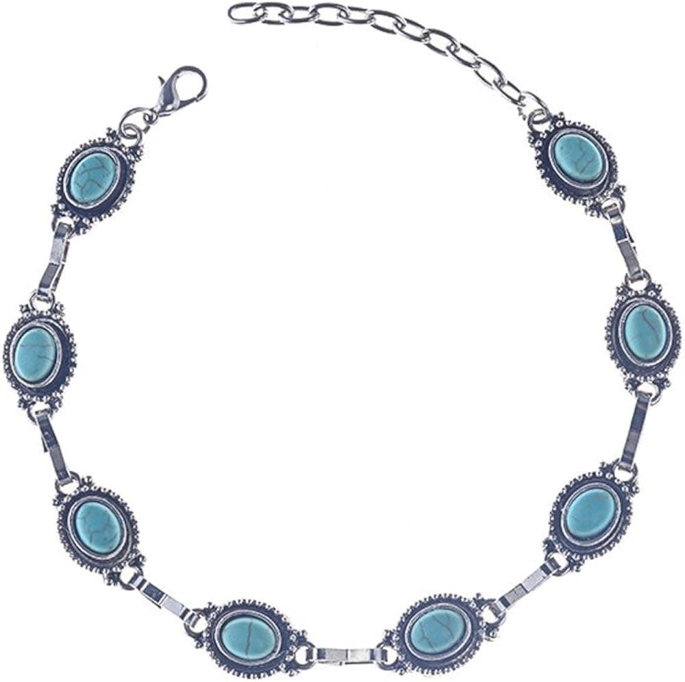 INSANEY Starfish Charm and Turquoise Pearl Bead Link Anklet