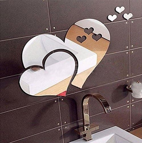 Iulove 3D Mirror Love Hearts Wall Sticker Decal DIY Home Room Art Mural Decor Removable