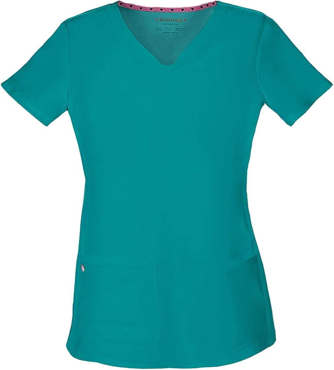 HeartSoul Women's Pitter-Pat Shaped V-Neck Top_Teal Blue_XX-Small,20710