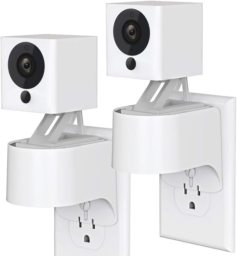 Pefecon for Outlet Wall Mount Wyze Cam, Plug-in Wall Mount Stand for Wyze Cam Indoor Smart Home Camera, 360 Degree Swivel and Space Saving Design Without Messy Wires or Wall Damage (2 Pack)