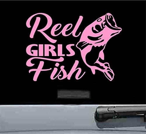 JS Artworks Reel Girls Fish Vinyl Decal Sticker (Soft Pink)