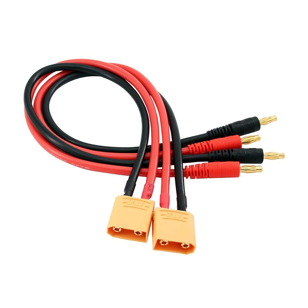 OliRC 2pcs XT90 Connector Plug to 4mm Banana Plugs Battery Charge Lead Adapter Cable 12awg 30cm
