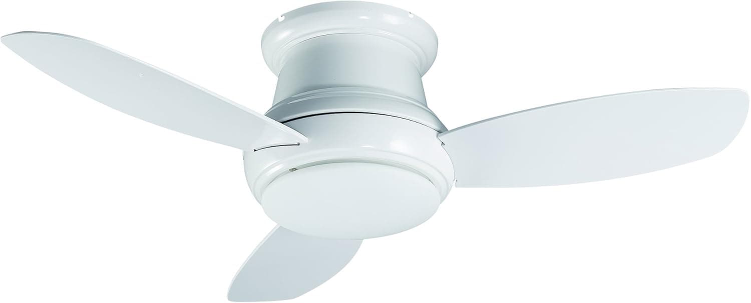 Cloudy Bay White Flush Mount 44" Ceiling Fan with LED Light & Remote Control