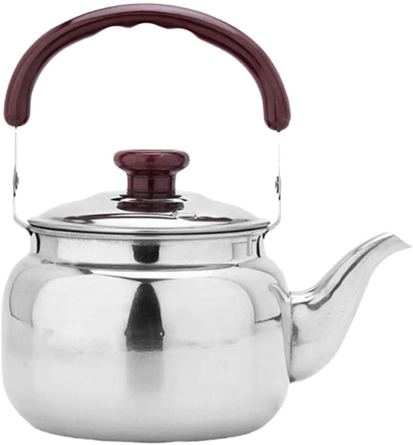 WINOMO Tea Kettle Stovetop with Wood Handle Stainless Steel Whistling Teapot Heating Water Kettle Container for Kitchen Coffee Office Home 1L