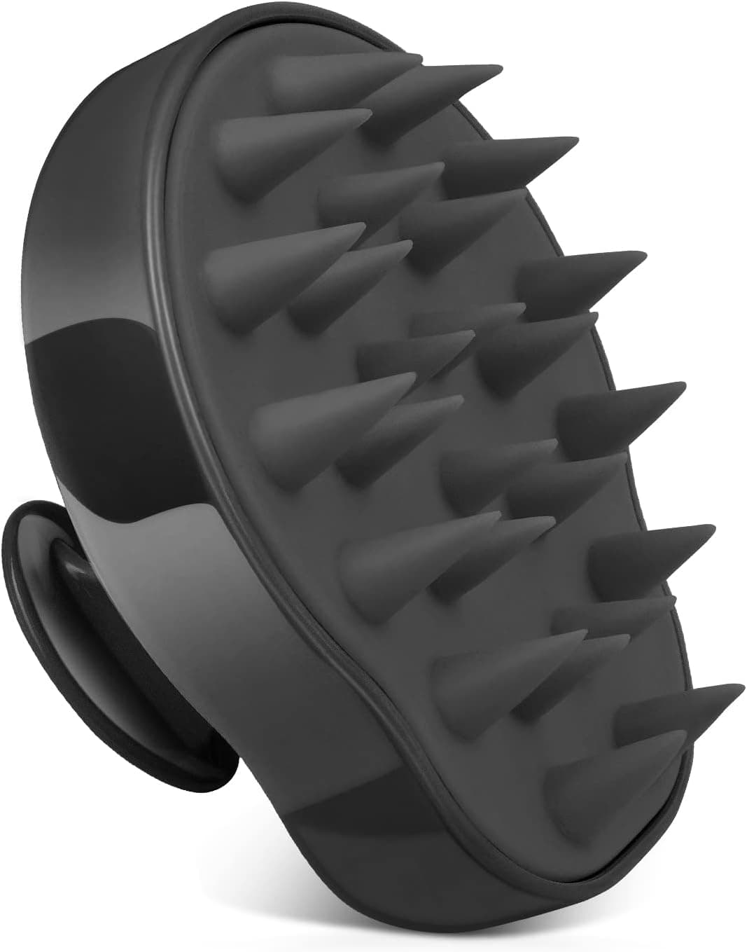 AMMON Hair Scalp Massager Shampoo Brush Soft Silicone Scalp Scrubber Brush for Dandruff Removal and Hair Growth, Scalp Care Hair Brush for All Hair Types (Black)