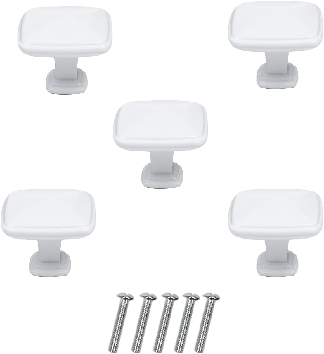 5PCS Mordern White Pull Knobs for Cabinet Dresser Drawers Mushroom Shaped Knobs Metal Knobs Single Hole Pull Knob Handle for Cupboard Dresser Door Drawer