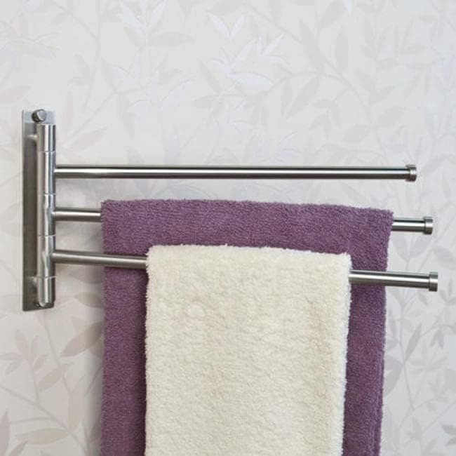 Signature Hardware 297316 13-3/4" Brass Towel Rack - Triple Swing Arm