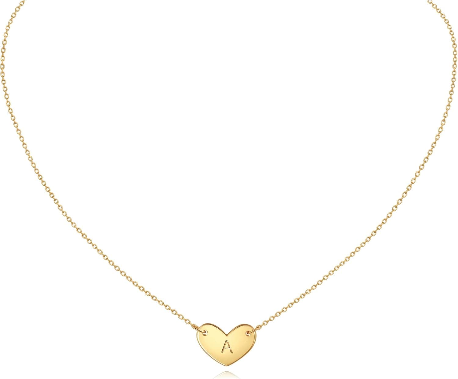 MDMOST Gold Initial Heart Necklace for Women Girls,18K Gold Plated Necklace Gifts for Women Girls Kids Jewelry