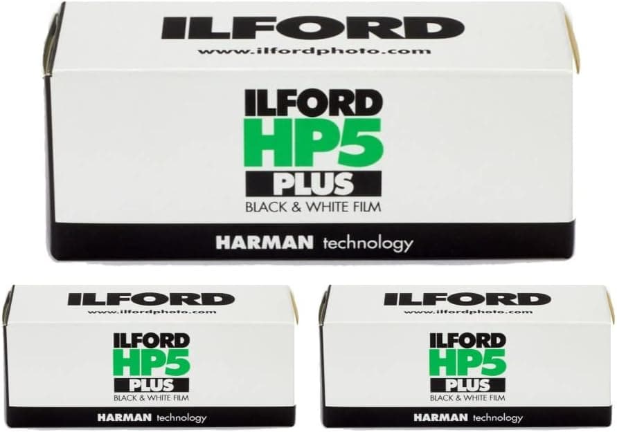 Ilford HP5 Plus Black and White Negative Film ISO 400 (120 Roll Film) 3-Pack