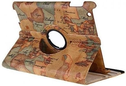 Ultra Slim Vintage Map 360° Rotating Case Leather Smart Cover for New Ipad 3 2