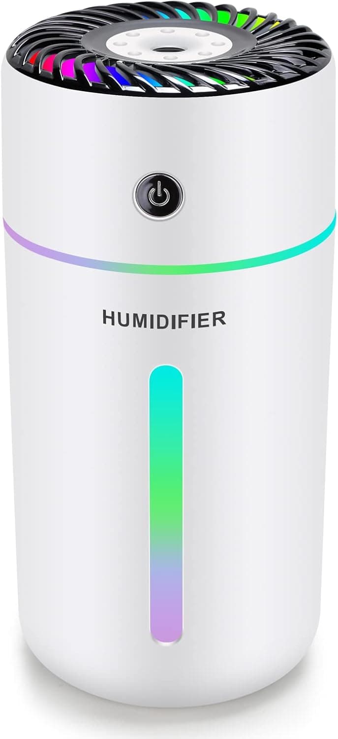 Kivors 300ml Mini Humidifier,Cool Mist Desk Humidifier with Night Light,Portable Personal Humidifier for Baby Bedroom,Plants,Travel,Office,2 Mist Modes,Whisper-Quiet,8H Auto Shut-off