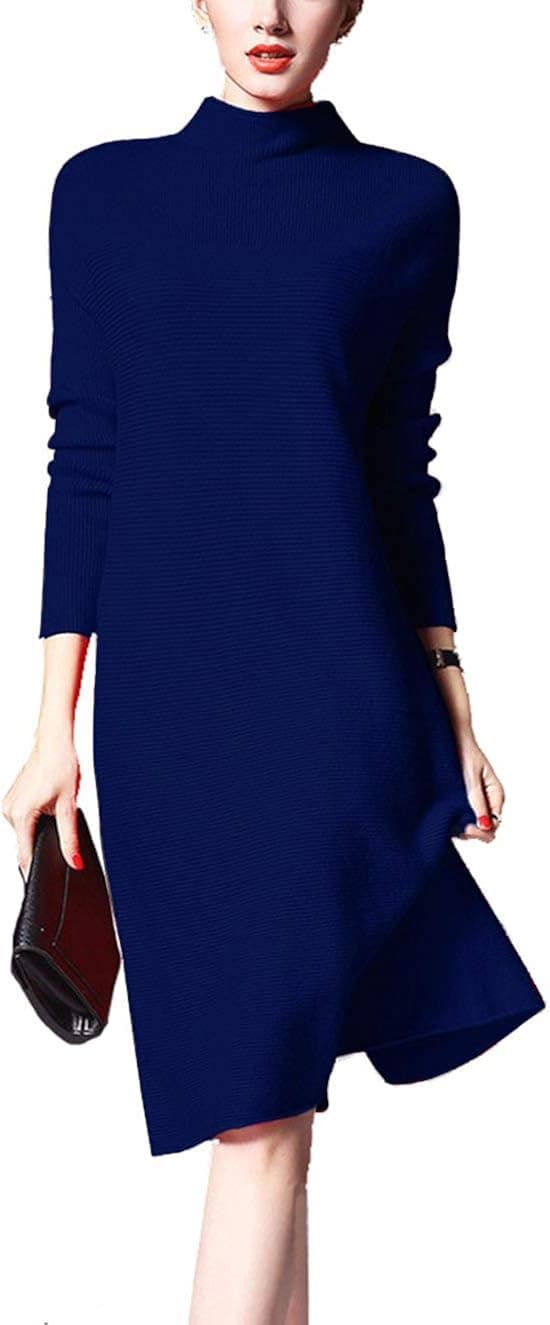 AVANZADA Women's Turtleneck Long Sleeve Knit Sweater Knitwear Dress