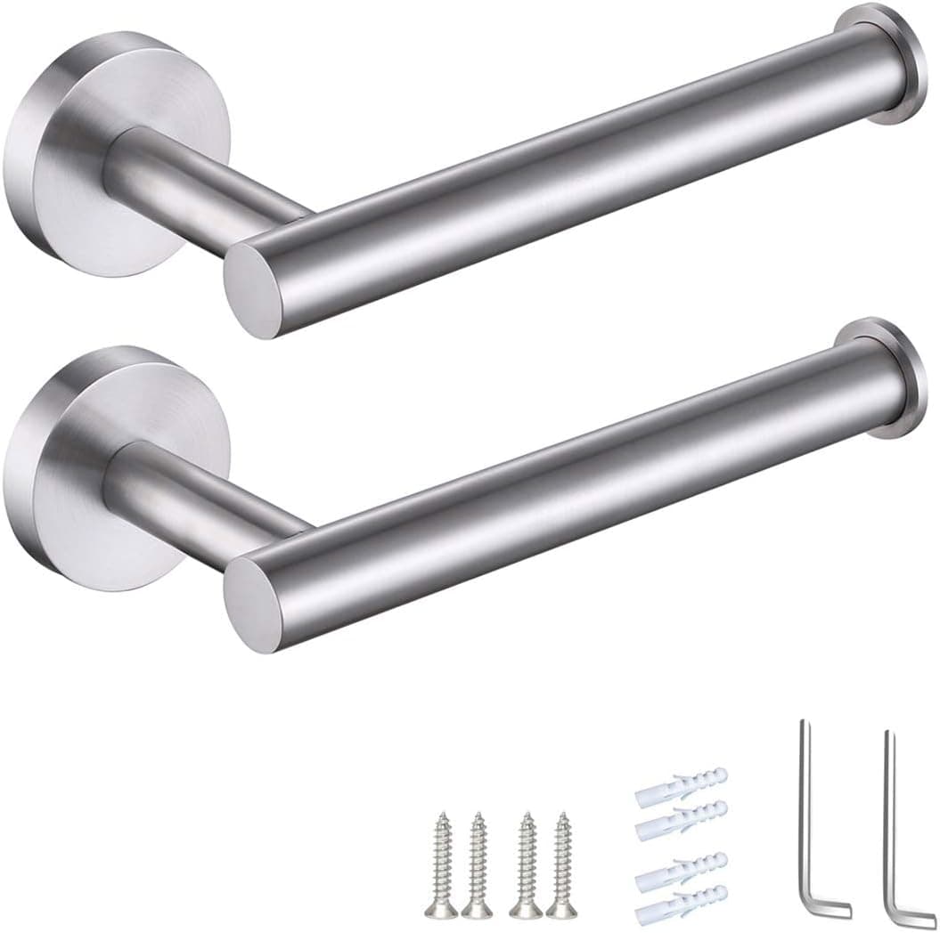 Hettecy Toilet Paper Roll Holder [2 Pack ] SUS304 Toilet Paper Holder Stainless Steel TP Holder Tissue Roll Dispenser Wall Mounted Tissue Paper Roll Holder for Hotel Bathroom Kitchen Washroom