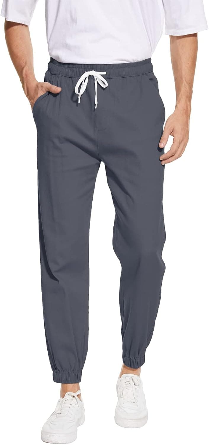 YuKaiChen Men's Jogger Pants with Pockets Athletic Pants Traning Track Pants Lightweight Running Workout Sweatpants-Darkgrey-S