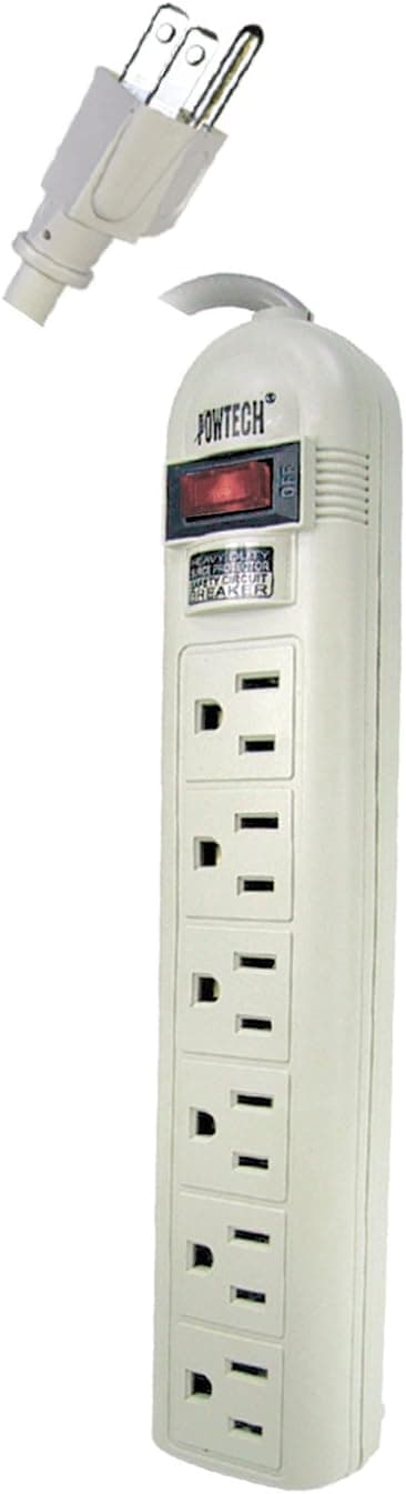 UL Listed T-Type Connectors 6 Outlet Surge Protector Power Strip Safety Circuit Breaker Heavy Duty, 14 AWG Cord, 125V, 15AMPS, 1875 Watt, 1.5 Ft Power Cord 7891AA