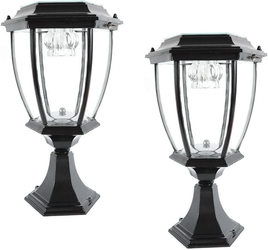 LYNICESHOP 2 Pack Outdoor Solar Post Lights, Waterproof LED Landscape Light Energy Saving Lantern lamp, for Fence Deck or Patio (Black)