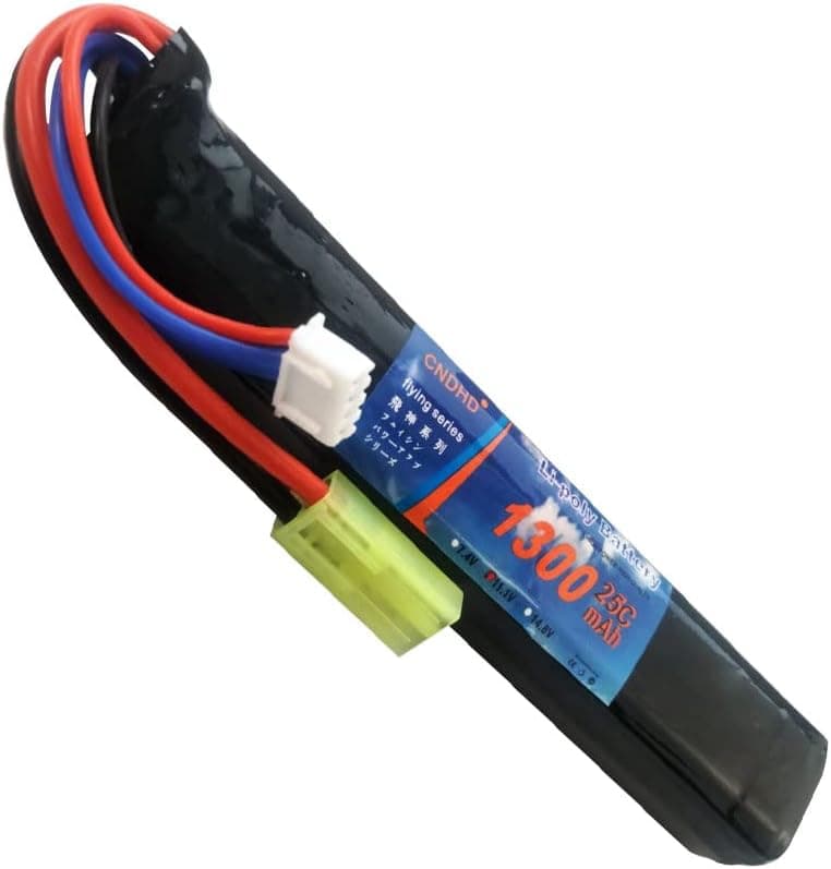 11.1V 3S 25C 1300mAh DHDPOWER lipo Airsoft Batteries with Mini Tamiya Plug Strip Battery for M4 AK47 MP5K MP5 M14 M60 G36 Electric Gun Airsoft Electric Water Gun
