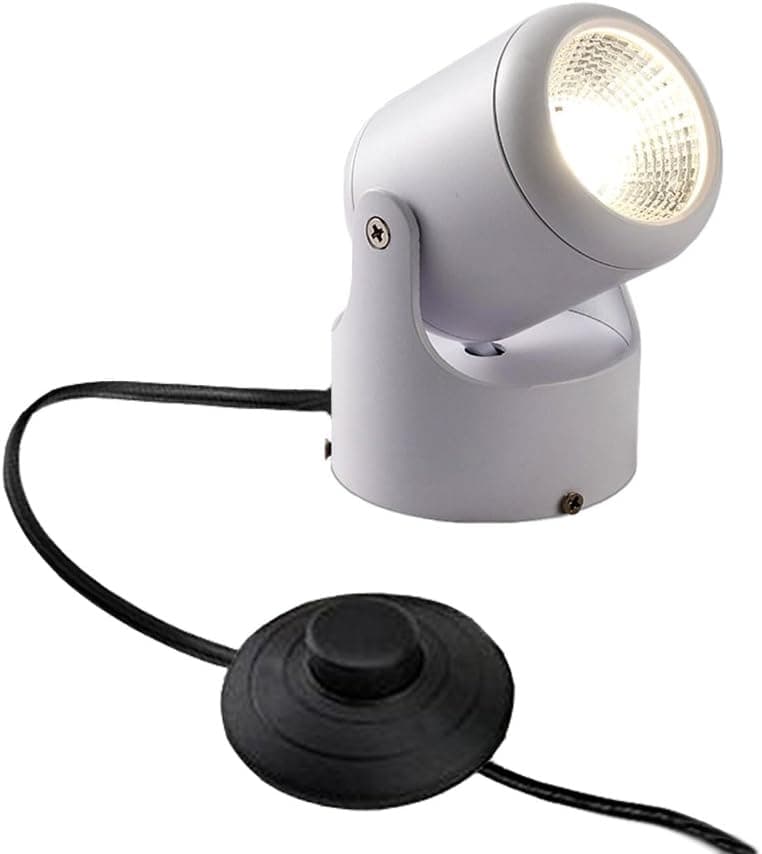 Kiven LED Accent Uplight w/Foot Switch， Handheld Sized Portable Spot Light, White